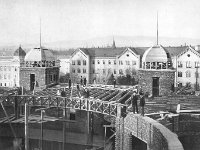 Hrvatsko narodno kazalište (HNK) u izgradnji, pogeld prema sjeveru